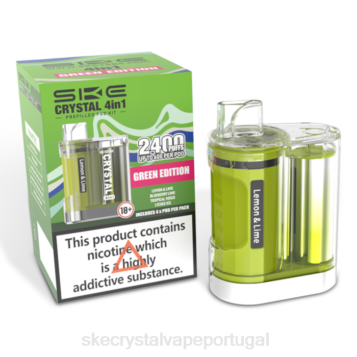 SKE Crystal Vape Portugal - SKE cristal 2400 kit de cápsula 4 em 1 misturado edição verde 868497